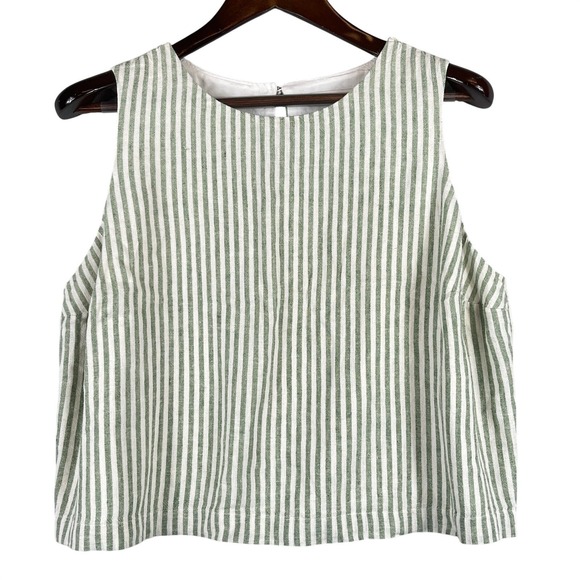 Abercrombie & Fitch Tops - Abercrombie & Fitch Women L Linen Blend Sleeveless Keyhole Back Striped Tank Top